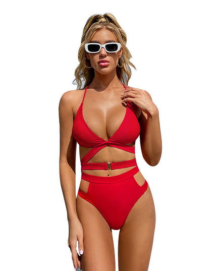 Split Swimsuit Strappy Cross Swimsuit Bikini