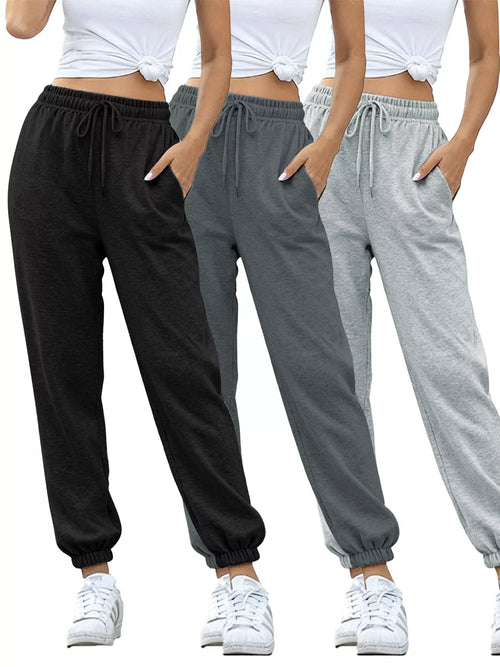 Women's Drawstring Joggers with Pockets: Black, Gray & Light Grey. Pretty Melanin Boutique.