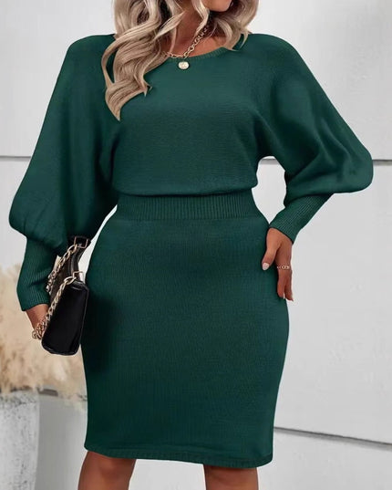 Sheath Plus Size Women's Long Sleeve Temperament Dress
