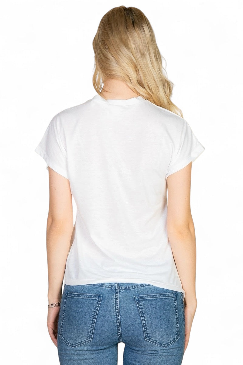 Batwing Sleeve Twist Front Tee {BT3952}