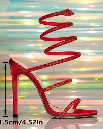 Fashion Snake-wrapped Sexy Crystal High Heels