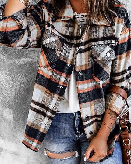 Multicolor Plaid Casual Button Up Flannel Shacket Anytime