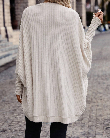 Women Solid Color Batwing Sleeve Open Front Casual Jacket