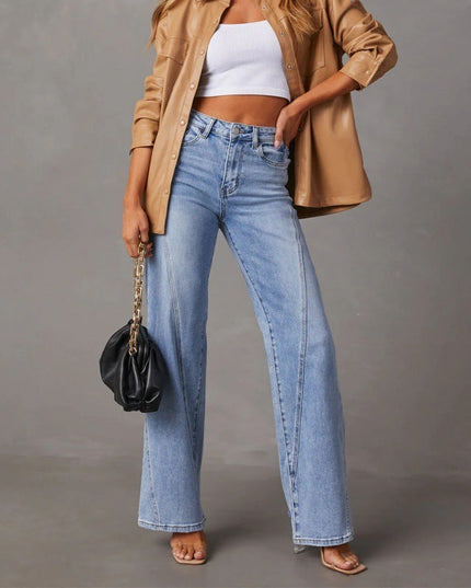 Casual Patchwork Women's Wide Leg Jeans