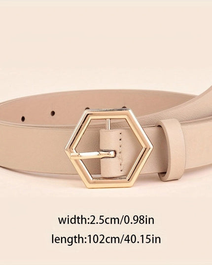 Women's Hexangular Star Irregular Gold Buckle PU Belt