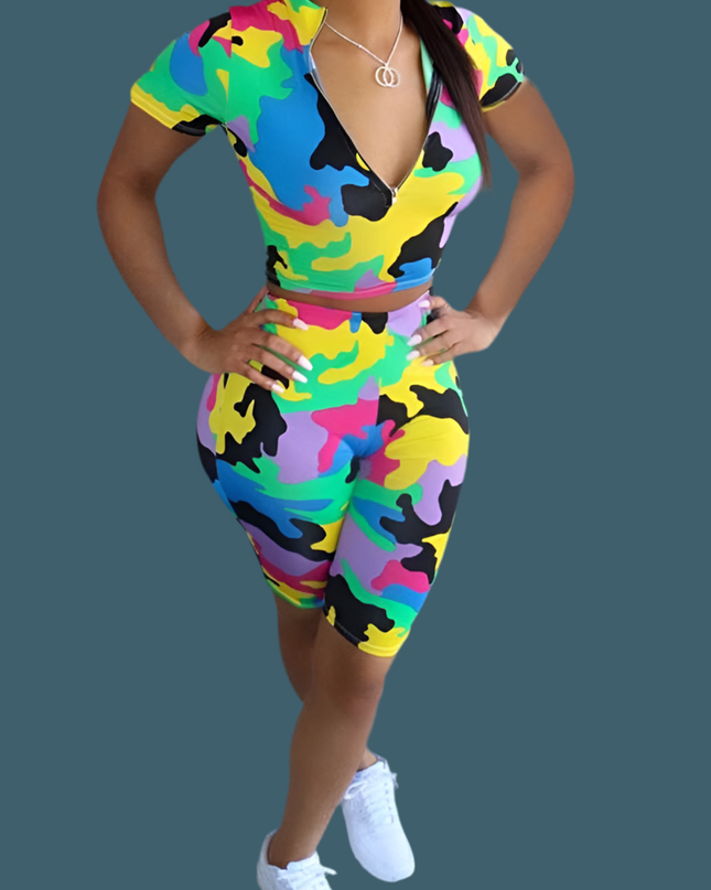 Camo Multi-Colored Biker Set