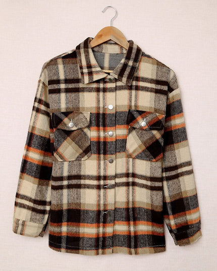 Multicolor Plaid Casual Button Up Flannel Shacket Anytime