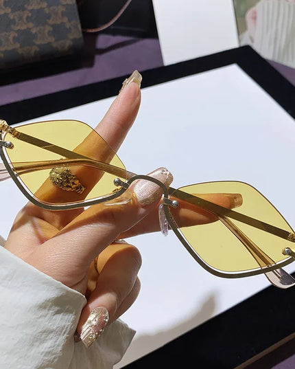 Cat Eye Sunglasses with Gold Metal Frame