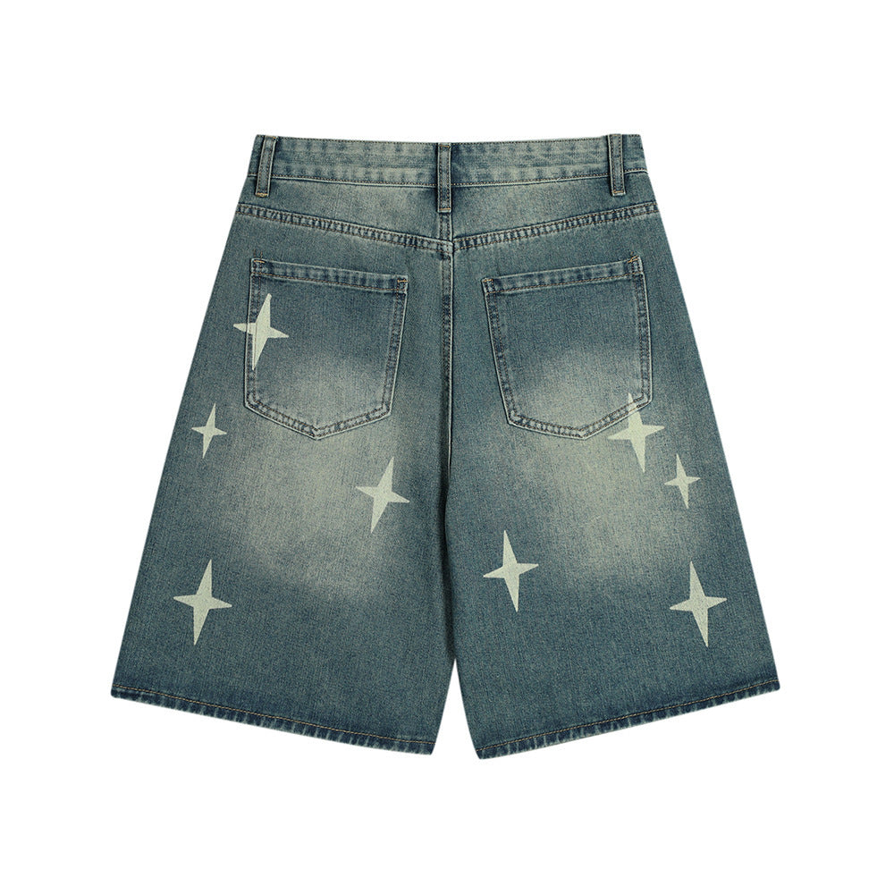 Cross Asterism Printed Cropped Pants Men's