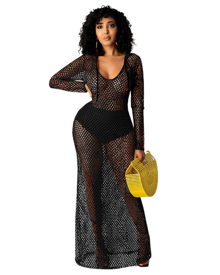 Hollowed Cover Long Skirt Bikini Swimwear Cover-up