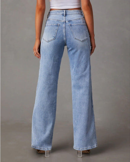 Casual Patchwork Women's Wide Leg Jeans
