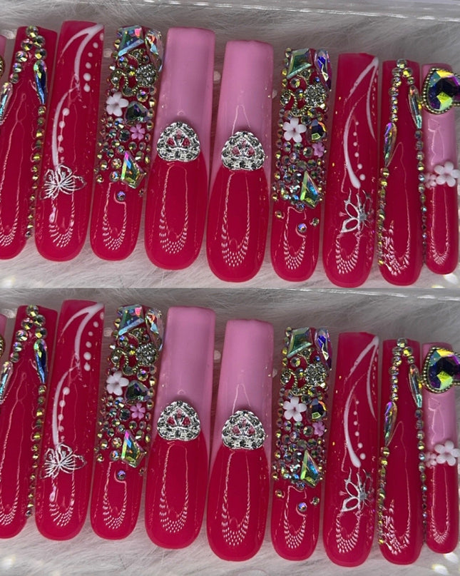 Pink nails acrylic press on nails