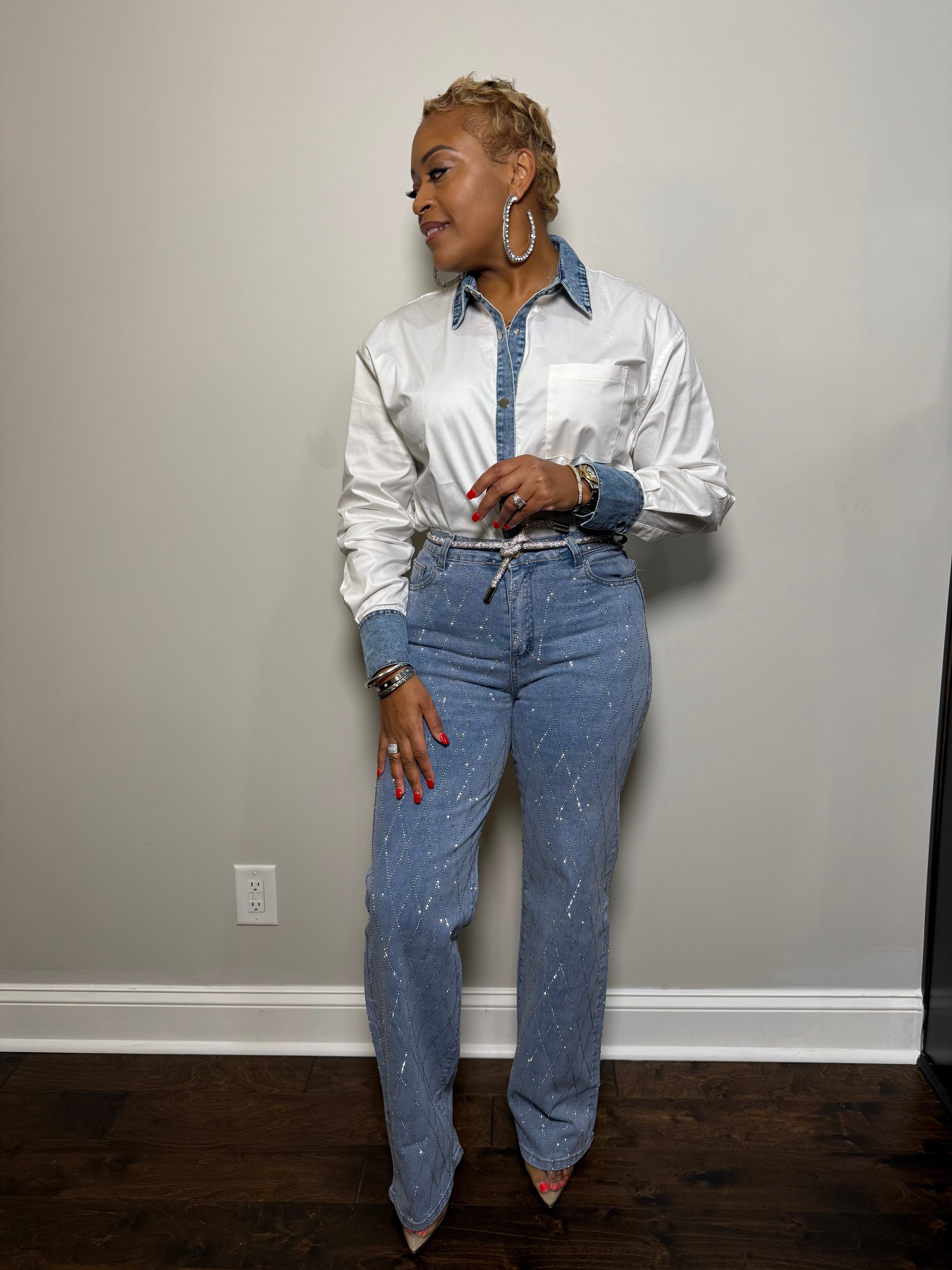 Denim & White Button Down Shirt