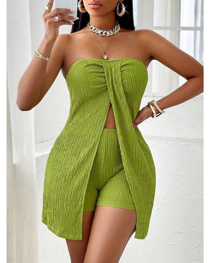 Women's Strapless Bandeau Top Shorts Suit