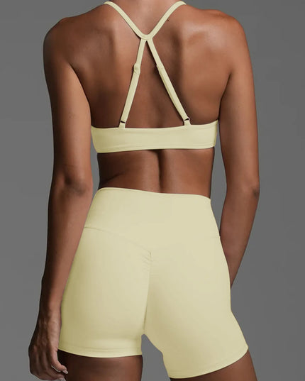 Ruched Sports Bra and High-Waisted Shorts Active Set