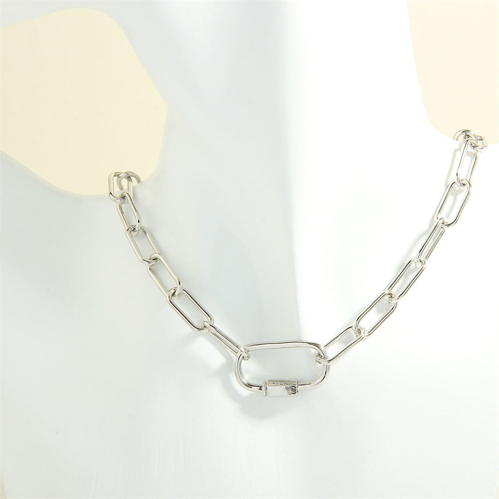 Design Screw Buckle Oval Pendant Necklace For Men