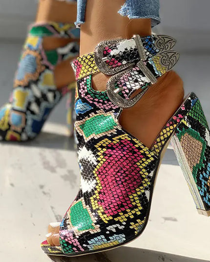 Large Women's Sandals with High Thick Heels