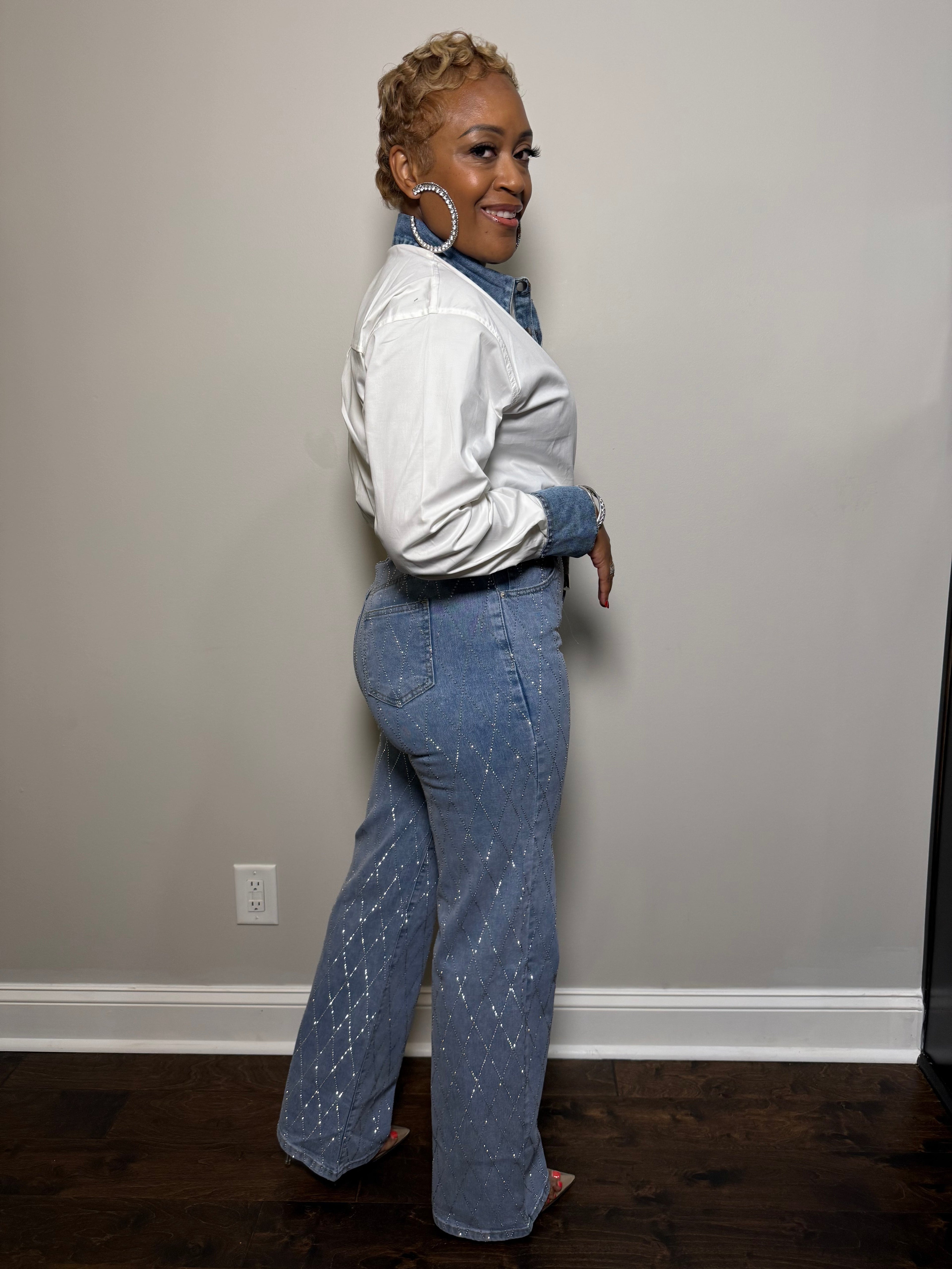 Denim & White Button Down Shirt