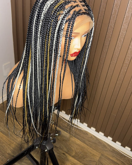 22 inches highlights knotless braided wig