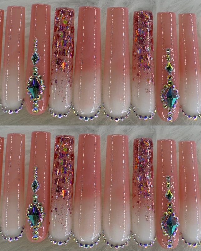 Natural tone long press on nails