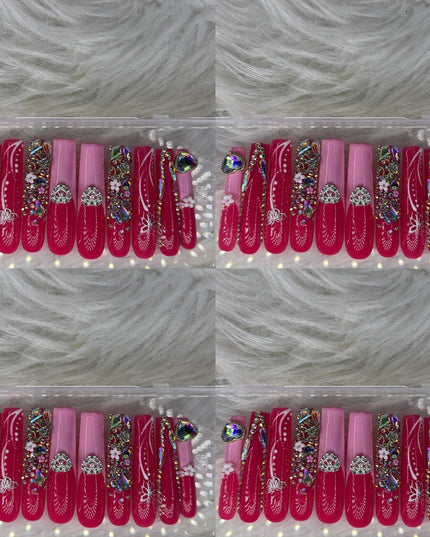 Pink nails acrylic press on nails