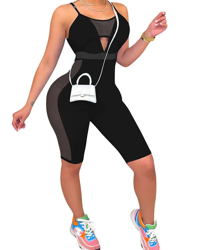 Black Spaghetti Strap Cut Out Romper
