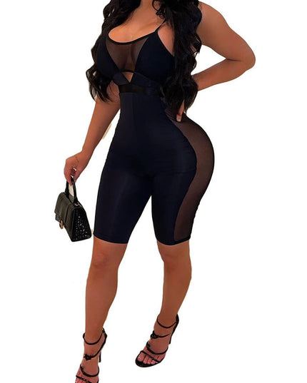 Black Spaghetti Strap Cut Out Romper