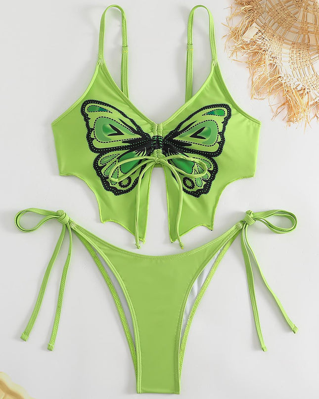 Butterfly Print Sexy Open Back Fashion Bikini  | ZAKAPOP