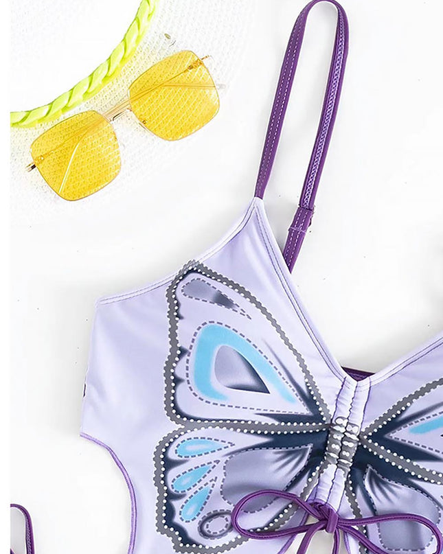 Butterfly Print Sexy Open Back Fashion Bikini  | ZAKAPOP