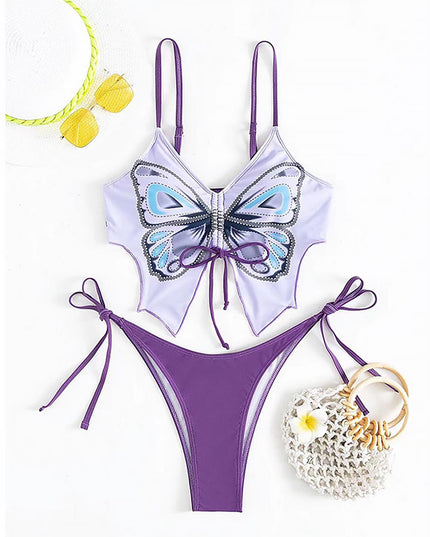 Butterfly Print Sexy Open Back Fashion Bikini  | ZAKAPOP