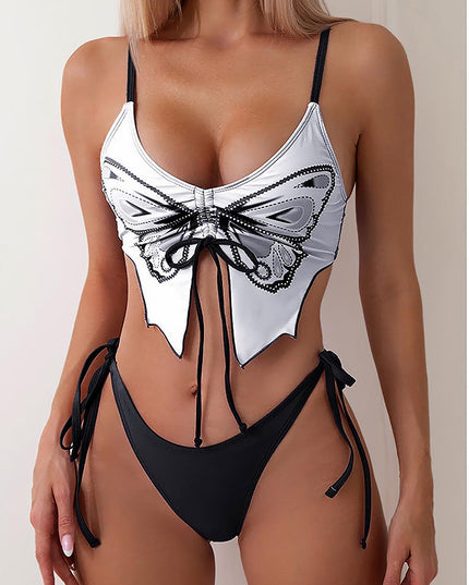 Butterfly Print Sexy Open Back Fashion Bikini  | ZAKAPOP