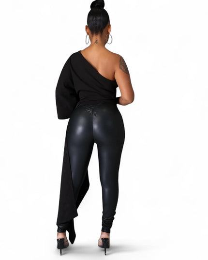 One Shoulder Top with Long Side Train