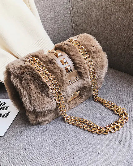 Fashionable Plush Crossbody Shoulder Bag