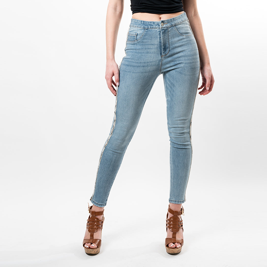 Beaded Snake Trim Side Insert Capris