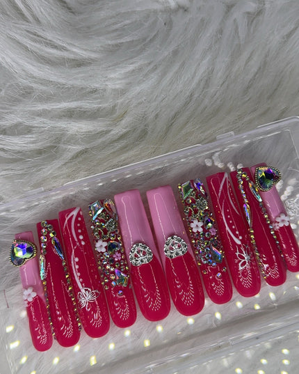 Pink nails acrylic press on nails