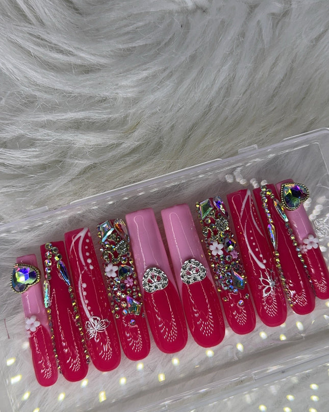 Pink nails acrylic press on nails