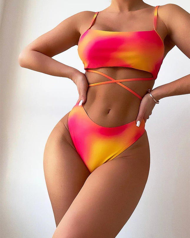 Criss Cross Ombre Bikini Set | ZAKAPOP