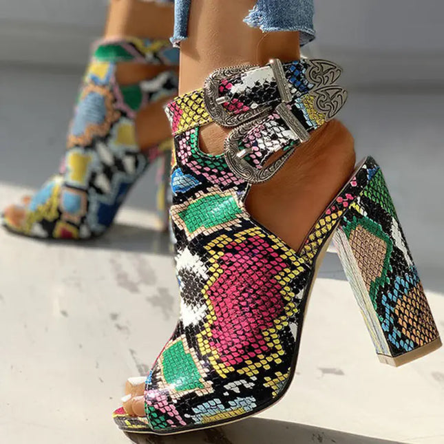 Large Women's Sandals with High Thick Heels