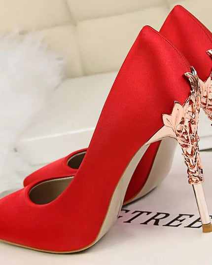 White Satin High Heels for Women - Stylish Pointed Shoes