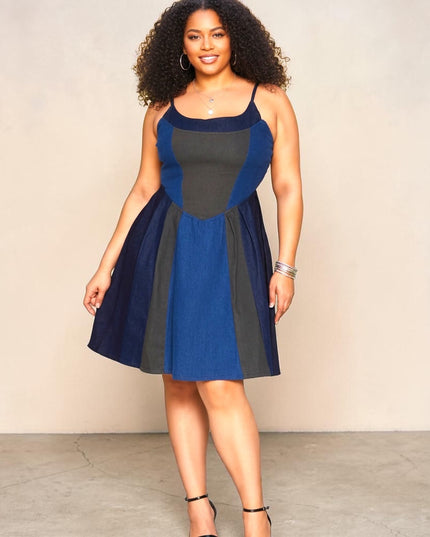 Plus Size Denim Skater Dress