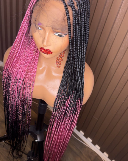 Cross braids dark pink