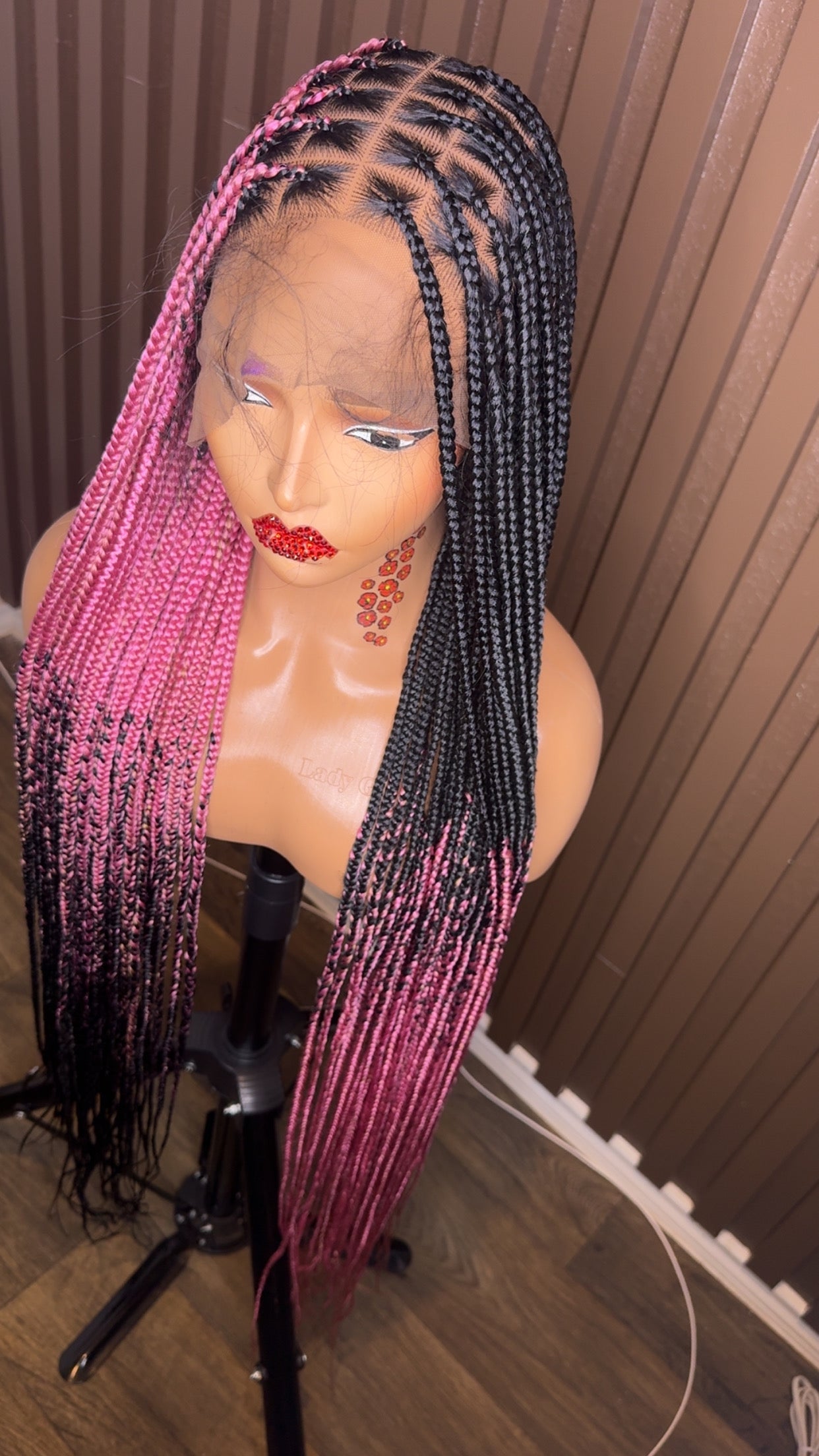 Cross braids dark pink