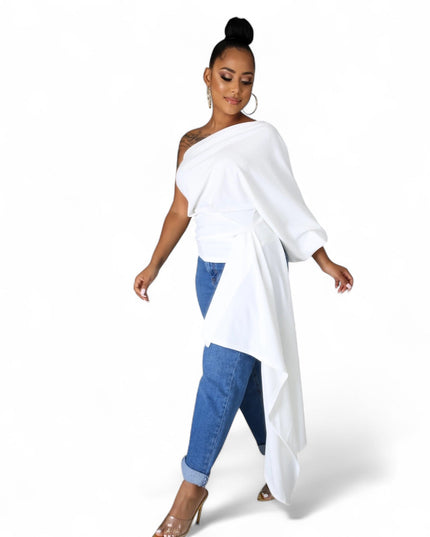 One Shoulder Top with Long Side Train