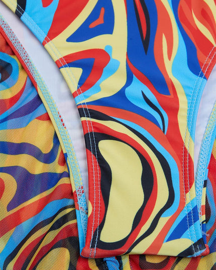 Gradient Tie-Dye Printed Three-Piece Swimsuit Set | ZAKAPOP