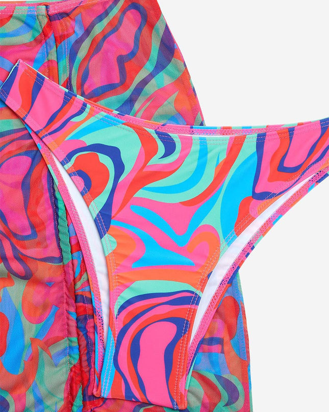 Gradient Tie-Dye Printed Three-Piece Swimsuit Set | ZAKAPOP