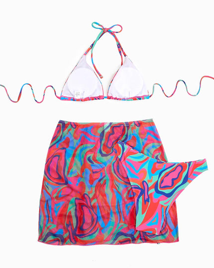 Gradient Tie-Dye Printed Three-Piece Swimsuit Set | ZAKAPOP