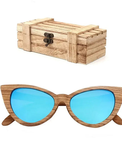 Luxury Fashion Polarized Sunglasses For Women Cat eye Sunglasses Wood Glasses With box Wooden ocularia solaria Gafas de sol