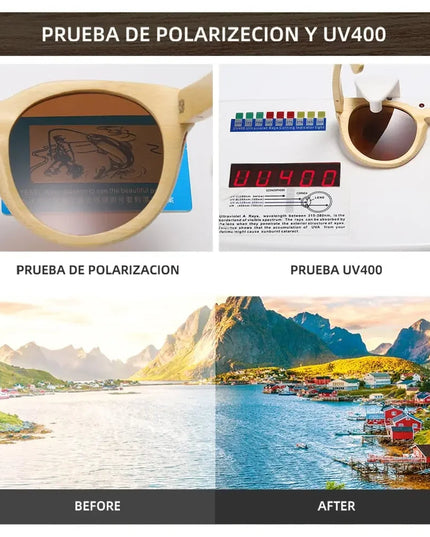 GM Natural Bamboo Sunglasses Women Polarized UV400 Brand Designer Classic Sun glasses Men Vintage Wooden Sunglasses S824