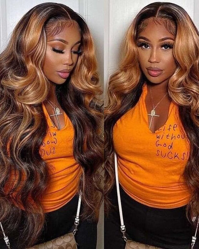 Highlight Wig Human Hair Ombre Lace Front Wig Brazilian Hair Wigs For Black Women 30 Inch Honey Blonde Body Wave Lace Front Wig