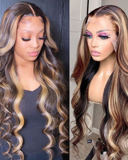 Highlight Wig Human Hair Ombre Lace Front Wig Brazilian Hair Wigs For Black Women 30 Inch Honey Blonde Body Wave Lace Front Wig